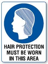 Sign HAIR PROTECTION AREA 450x600 Metal,