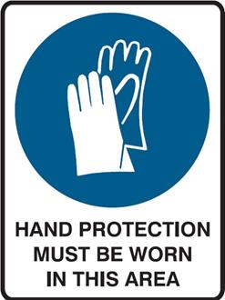 Sign GLOVES MUST BE WORN IN THIS AREA, 300x225mm Metal