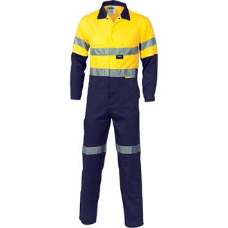 DNC Overall Lt Wt Drill HiVis 2 Tone + Tape Stout