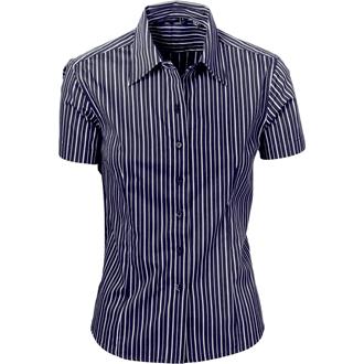 DNC Ladies Contrast Stripe Shirt Short Sleeve