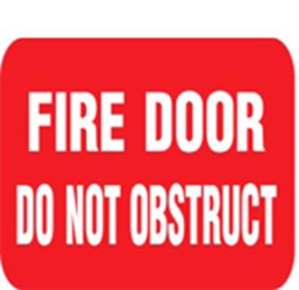 Sign Fire Safety Door Do Not Obstruct, 300x225mm Metal