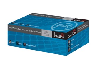 Bastion Nitrile SuperTouch Long Cuff Powder Free Gloves, Box of 100