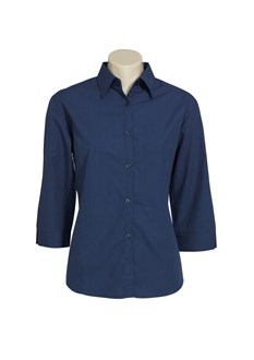 Biz Collection Ladies Micro Check 3/4 Sleeve Shirt