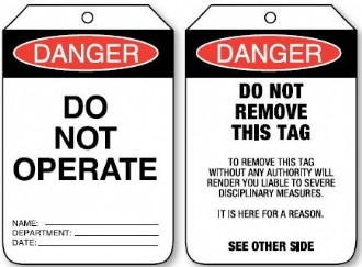 Tag DANGER - DO NOT OPERATE 90x140mm Pkt/100,