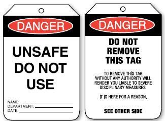 Tag Lockout Cardboard Pkt/100 'Danger-Unsafe Do Not Use',