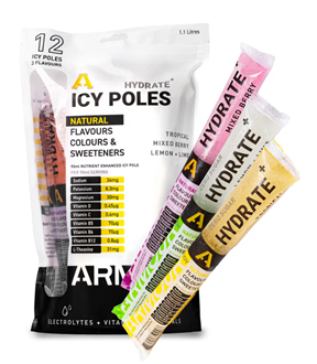 Body Armour Hydrate+ Hypotonic Icy Poles, Pack of 12, 3 Flavours